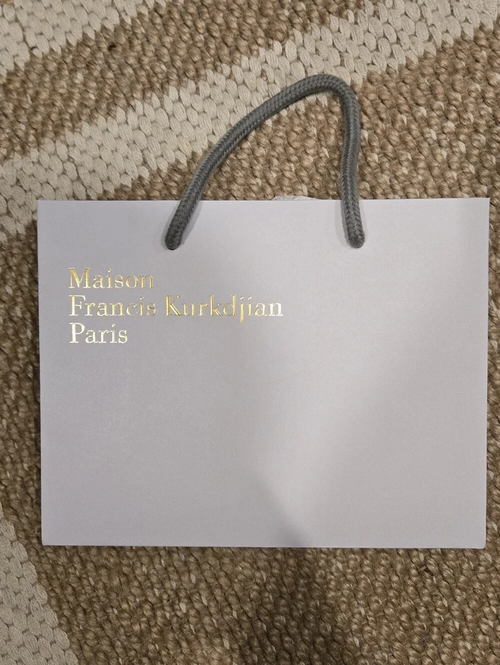 Maison Francis Kurkdjian White Bag with Gold Text